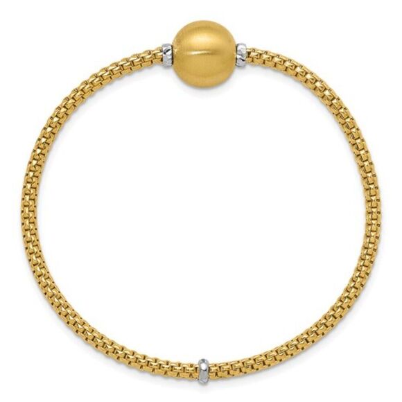 New Herco 14K Two-Tone Gold Stretch Ball Bracelet | Made in Italy - Picture 3 of 5